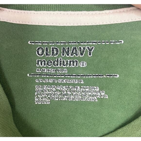 VNTG Old Navy "Playmaker" Green Distressed Baby Tee sz M y2k Rachel Green 90s - Picture 4 of 8